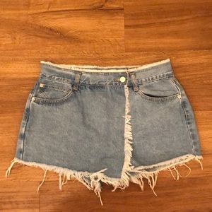 Light wash jean skort